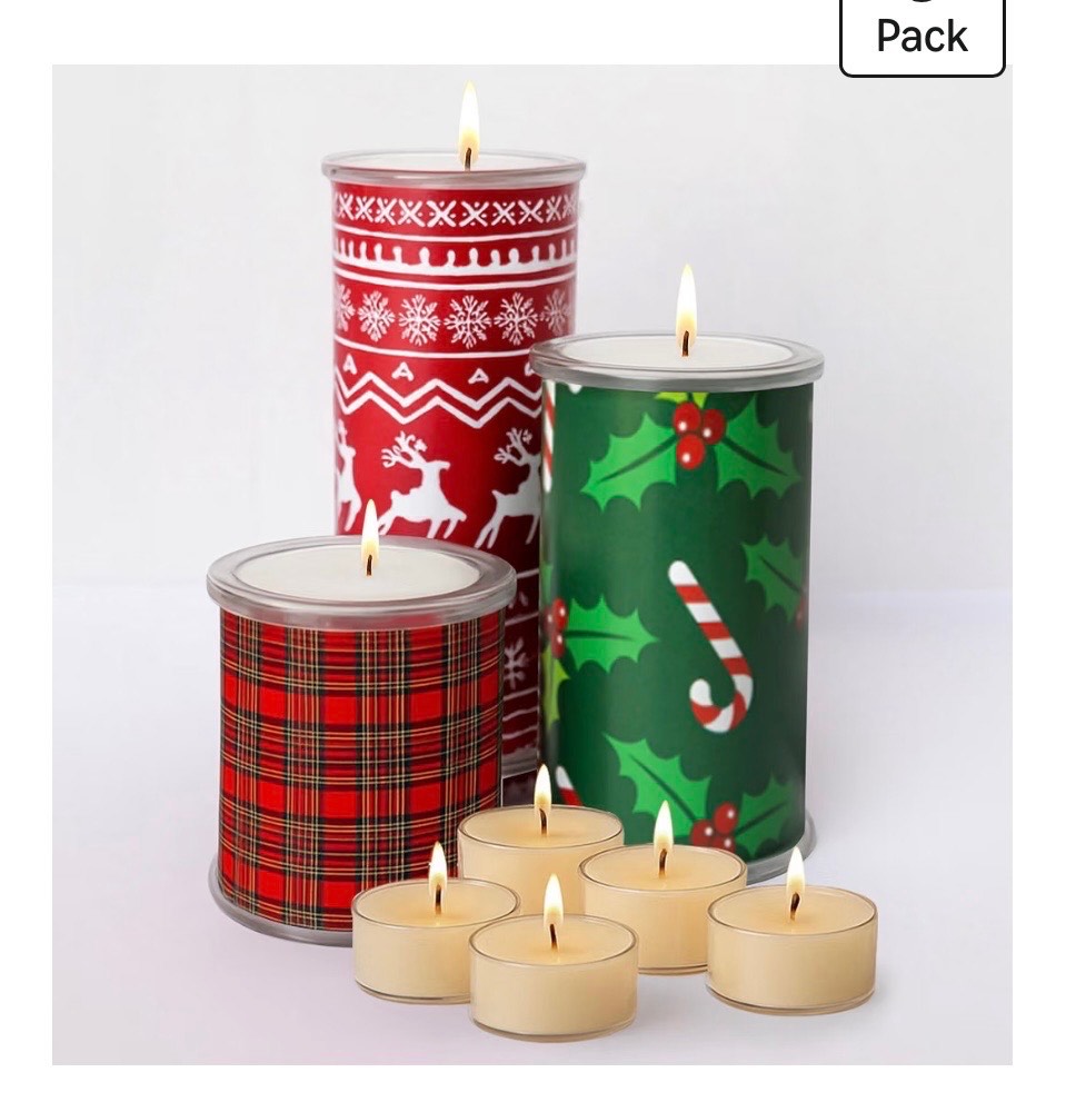 Merry Christmas set with all 6 included jumbo tea lights