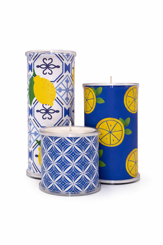 Limoncello Lemon Candle Wrap - Yellow Citrus Print