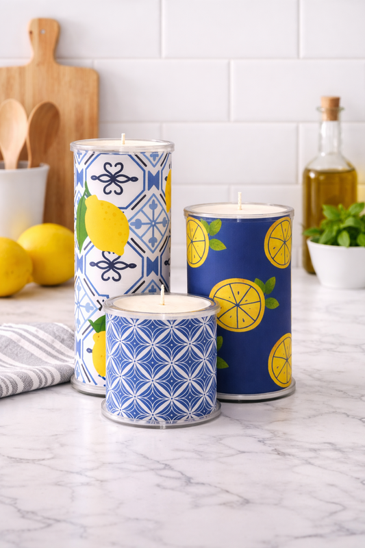 Limoncello Lemon Candle Wrap - Yellow Citrus Print