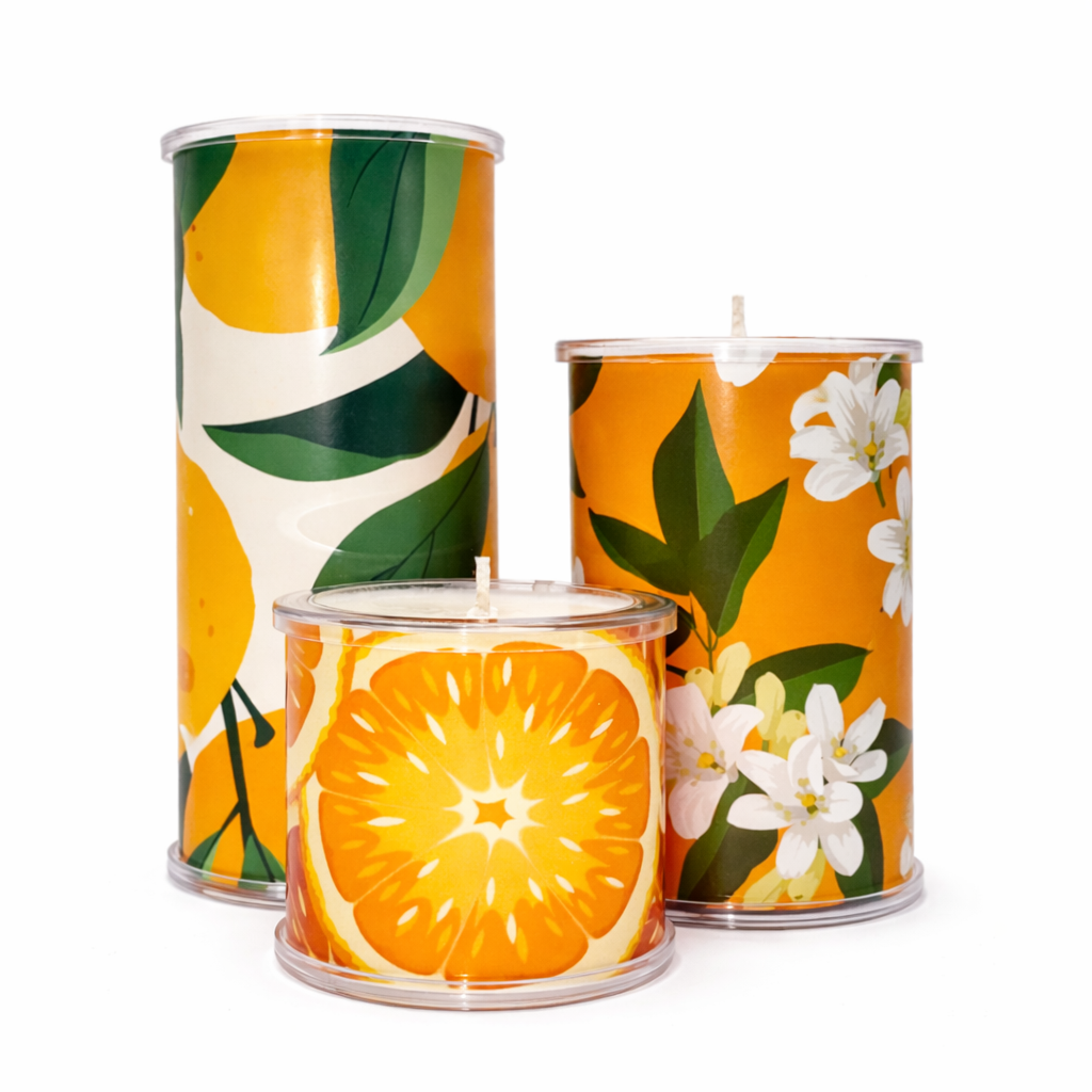 Fresh Orange Candle Wrap - Citrus Fruit Design