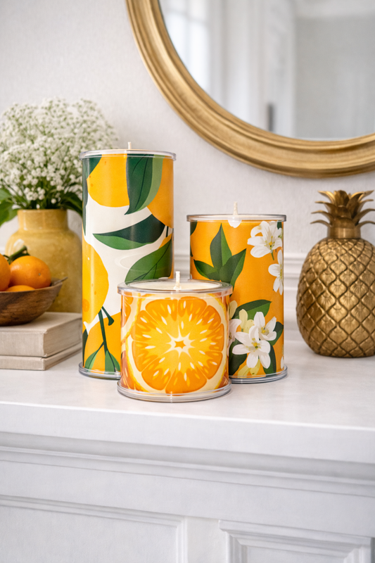 Fresh Orange Candle Wrap - Citrus Fruit Design