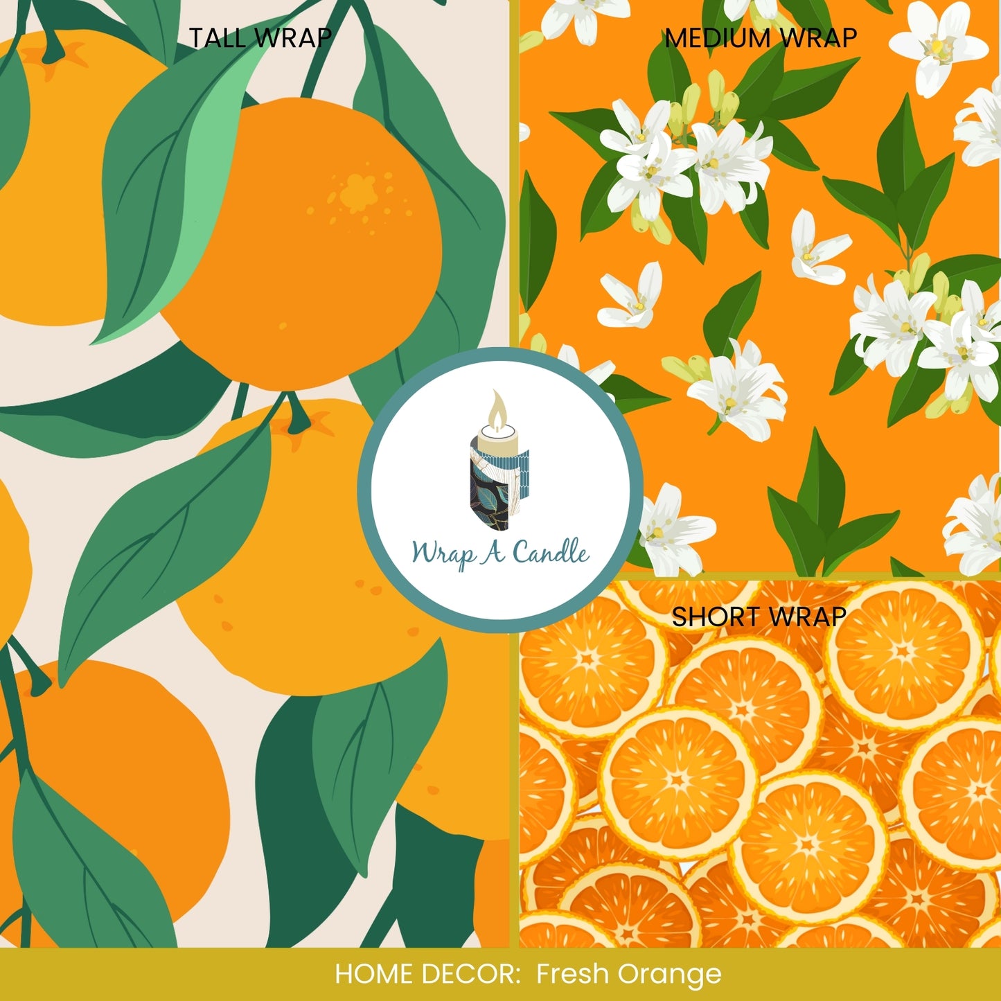 Fresh Orange Candle Wrap - Citrus Fruit Design