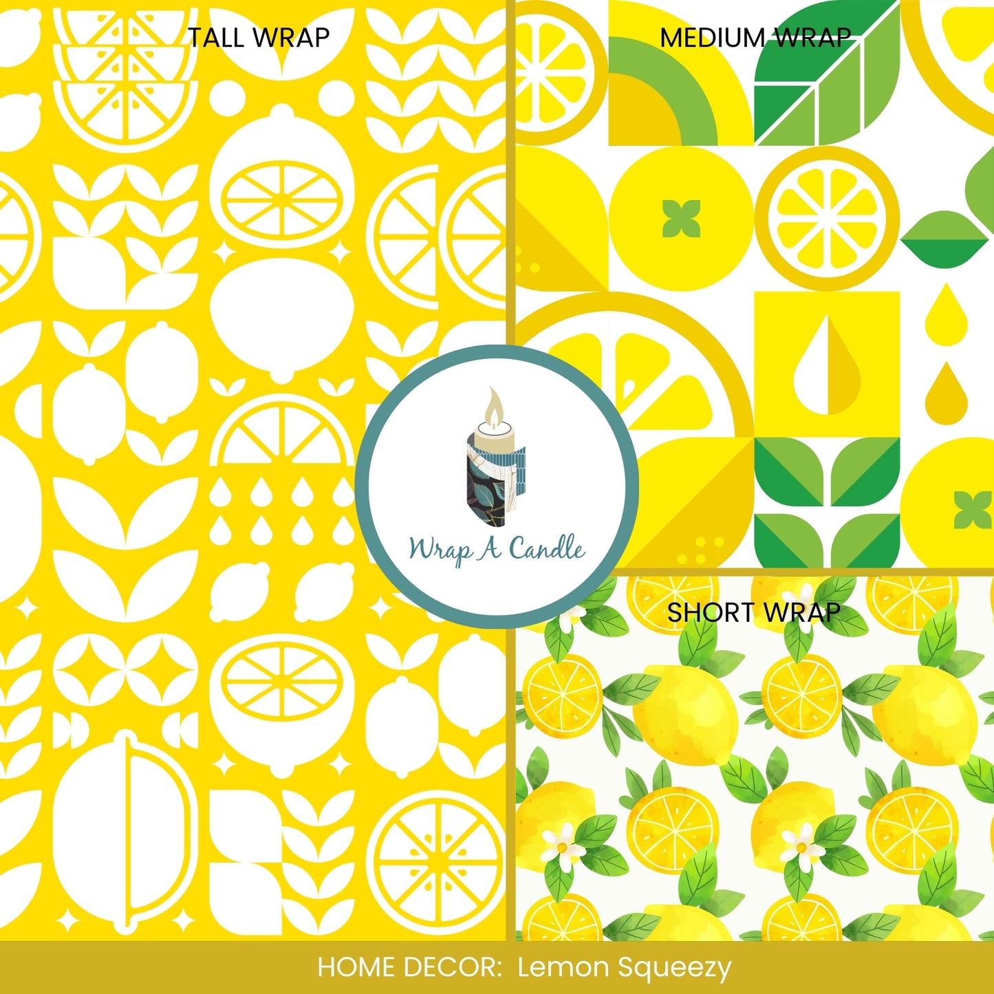 Lemon Squeezy Candle Wrap - Fresh Citrus Design